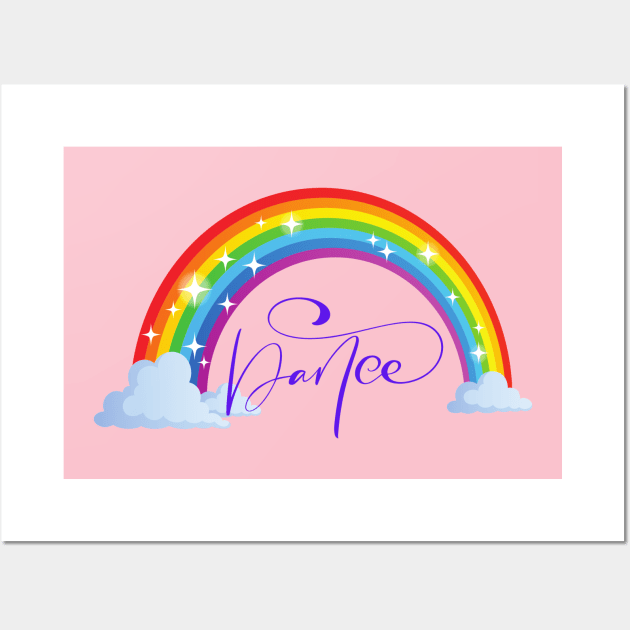 Dance Rainbow with sparkles Pink Dancer Gift Wall Art by The Boho Cabana